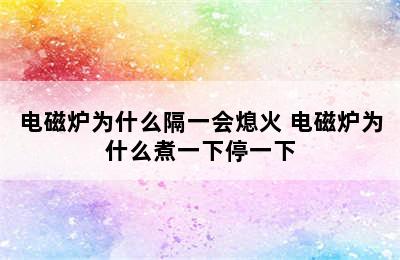 电磁炉为什么隔一会熄火 电磁炉为什么煮一下停一下